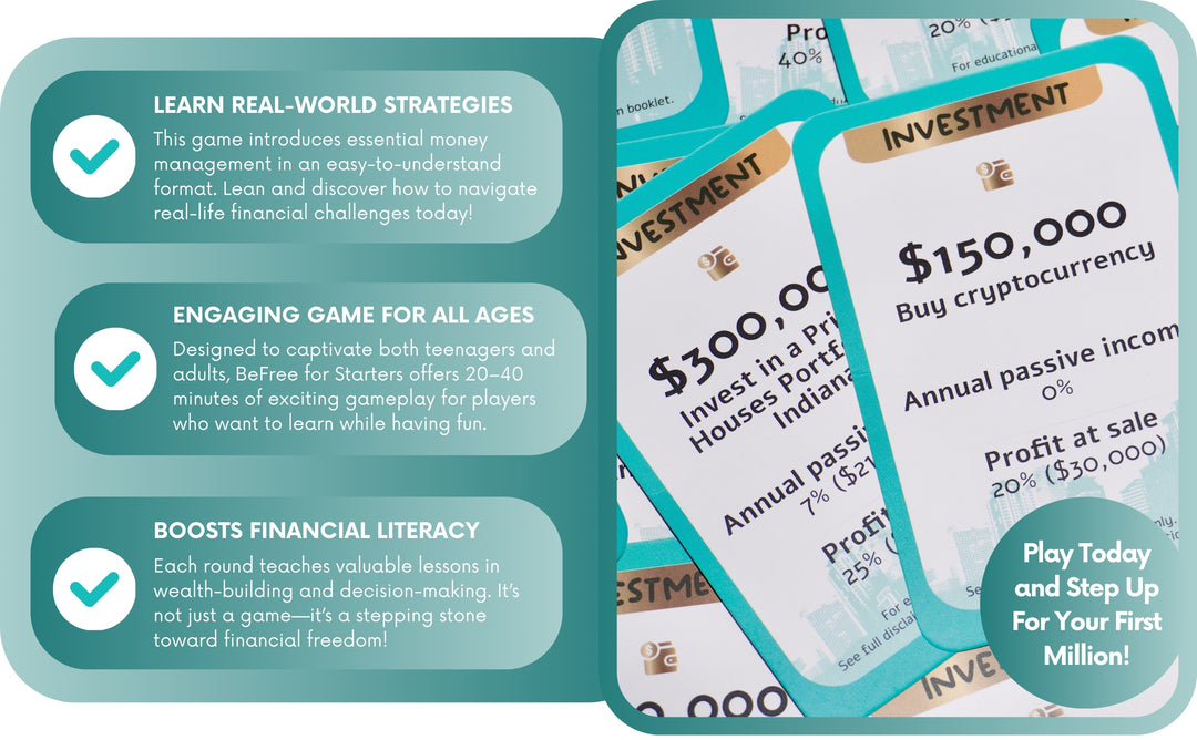 BeFree for Starters – Financial Literacy & Strategy Board Game for Family & Teens | Learn Money Management, Investing & Cash Flow