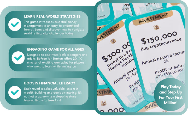 BeFree for Starters – Financial Literacy & Strategy Board Game for Family & Teens | Learn Money Management, Investing & Cash Flow
