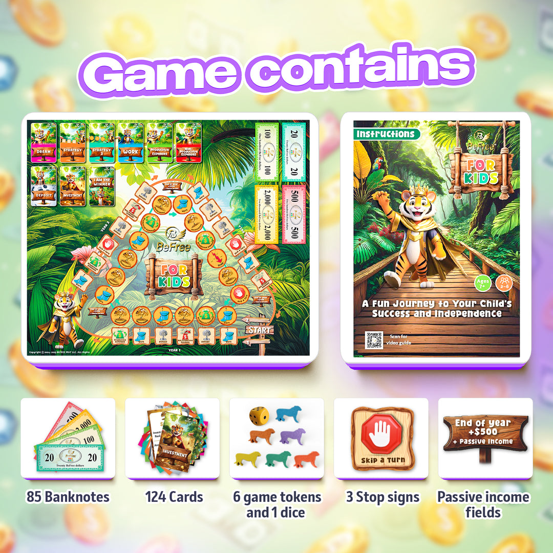 BeFree for Kids – Fun & Educational Board Game | Teach Smart Money Skills, Saving & Investing for Ages 7+